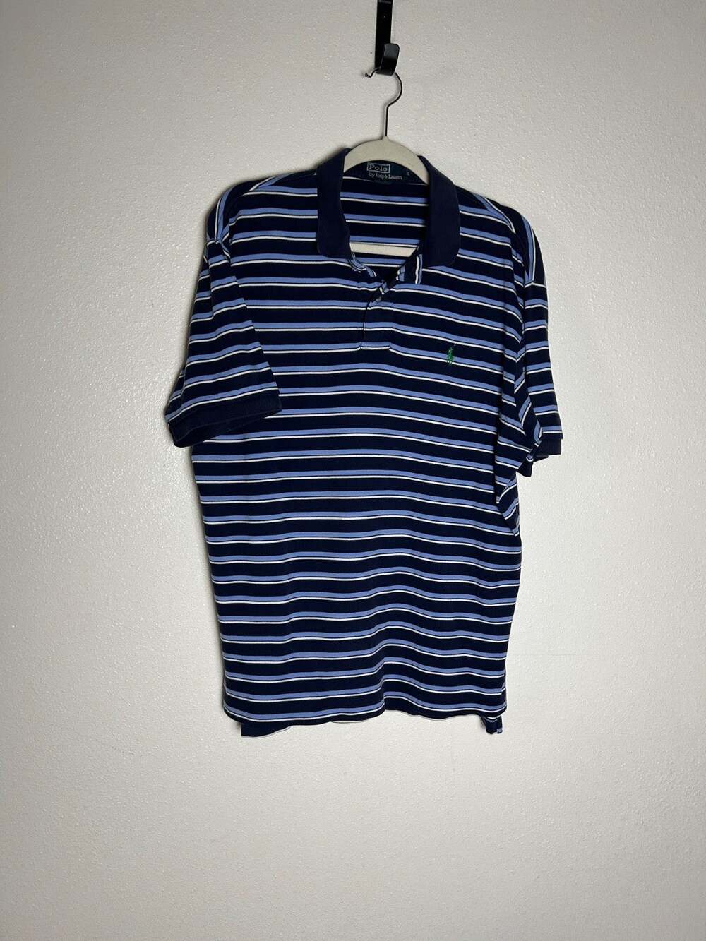Polo Ralph Lauren Classic Preppy Blue Striped Collared Shirt Size L